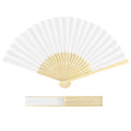 Texloom Folding Handheld Fans 8.3 Inch White Paper Wedding Fans,Bamboo Folding Fan, Paper Fan, Folded Fan for Wedding Favors, Bridal Shower Party and Decorations, Summer Cooling